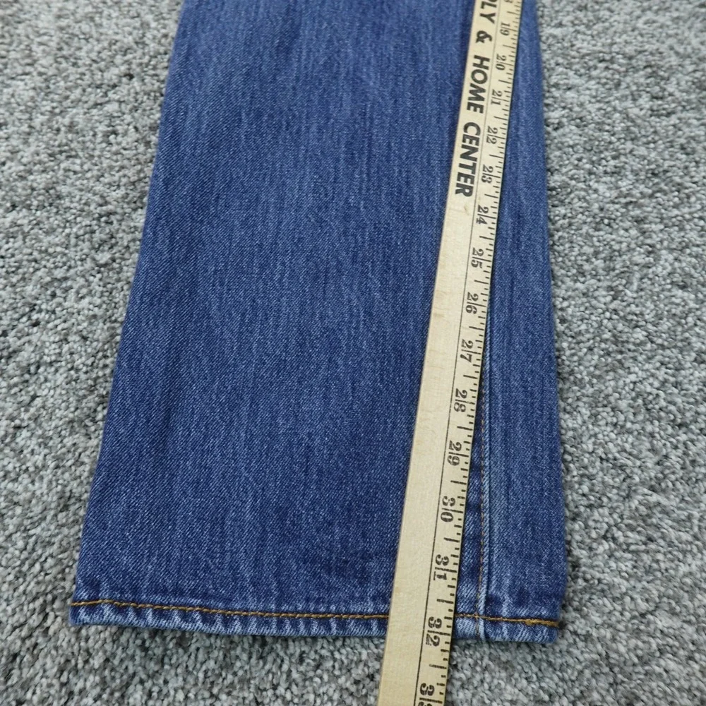 Levis Jeans Mens 34X32 Dark Blue Denim Pants 501 Straight Leg Button Fly Western